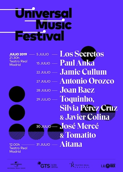 El próximo viernes comienza la V edición de Universal Music Festival 2019 que se celebrará del 1 al 31 de julio en el Teatro Real de Madrid.