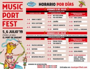 Mando Diao, Carlos Sadness y Miss Caffeina abren hoy la segunda edición del Music Port Fest de Sagunt. El Music Port Fest celebrará su segunda edición los días 5 y 6 de julio de 2019. 